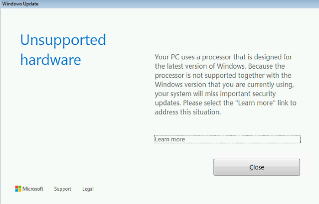 该处理器不支持与你当前使用的 Windows 版本一起使用