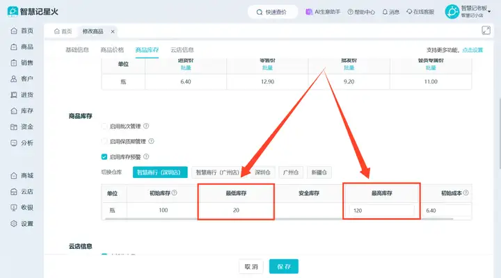 智慧记仓库管理数据看板